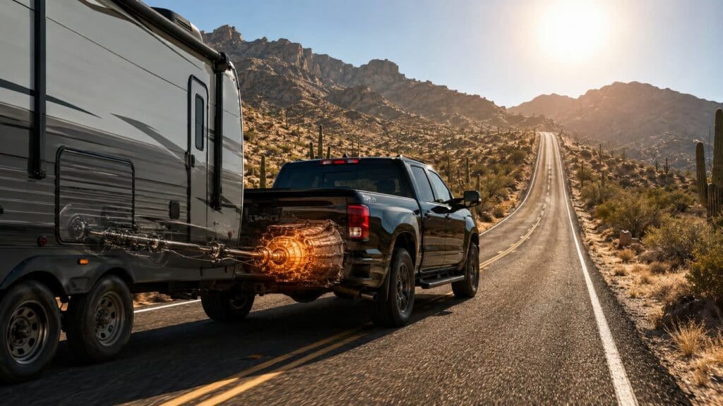 pickup truck towing camper